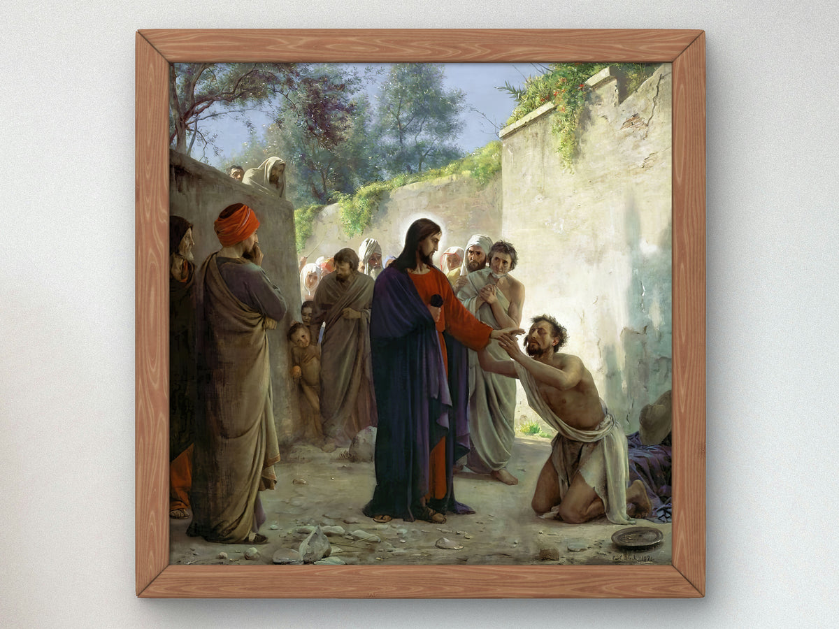 Christ Healing the Blind Man by Carl Bloch 1875, Wall Art Print, Fine Art Reproduction, Museum Quality Decor, Poster