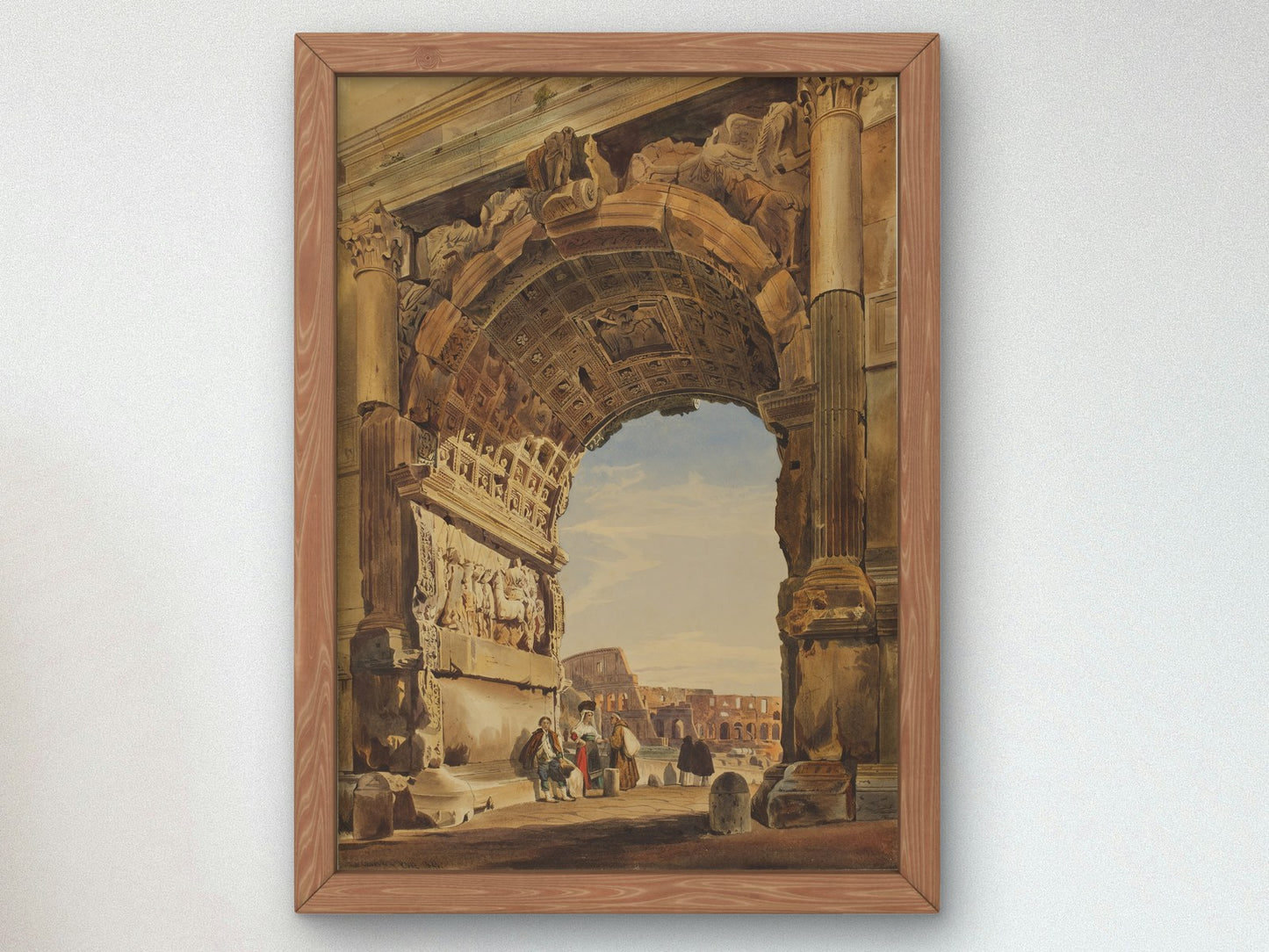 The Arch of Titus and the Coliseum Rome by Thomas Hartley Cromek 1846, Wall Art Print, Fine Art Reproduction, Museum Quality Decor, Poster