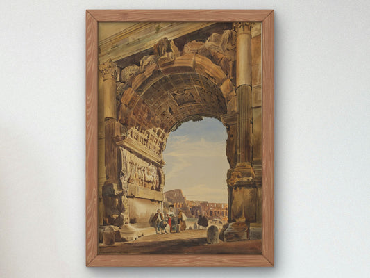 The Arch of Titus and the Coliseum Rome by Thomas Hartley Cromek 1846, Wall Art Print, Fine Art Reproduction, Museum Quality Decor, Poster