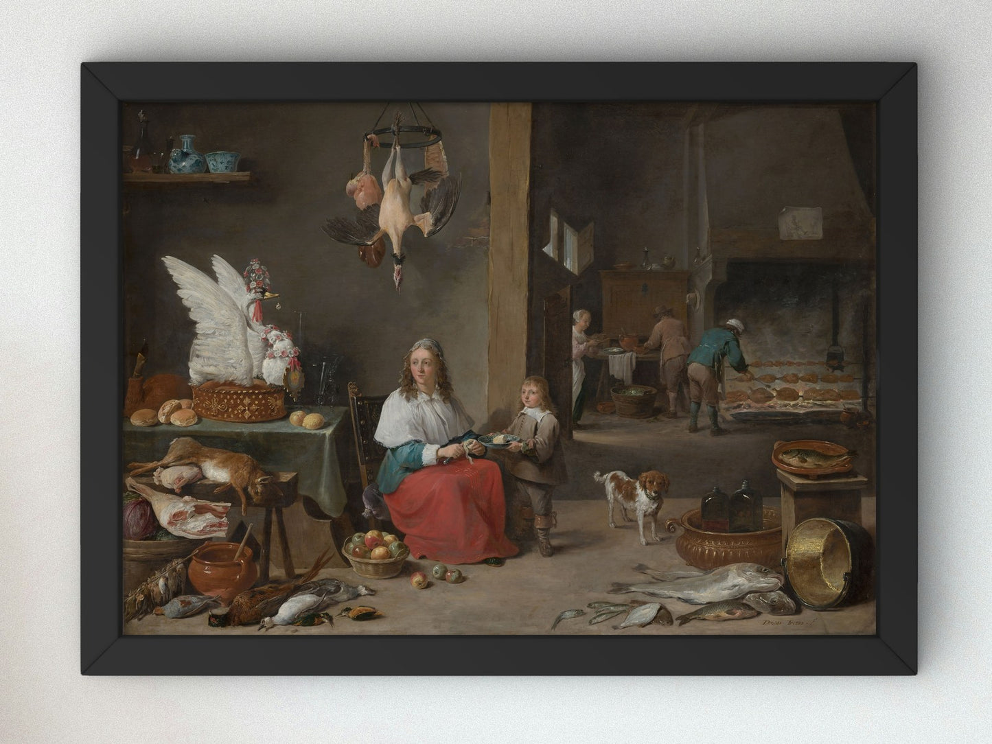 Kitchen Interior by David Teniers the Younger 1644, Wall Art Print, Fine Art Reproduction, Museum Quality Decor, Poster