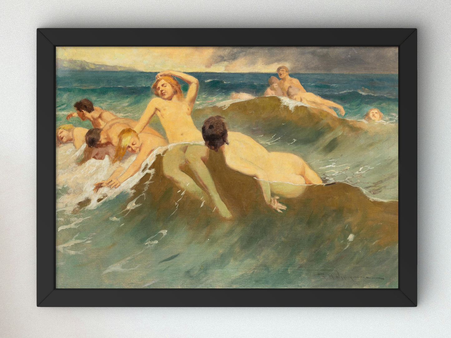 On the Sea Waves by Feliks Michał Wygrzywalski, Wall Art Print, Fine Art Reproduction, Museum Quality Decor, Poster
