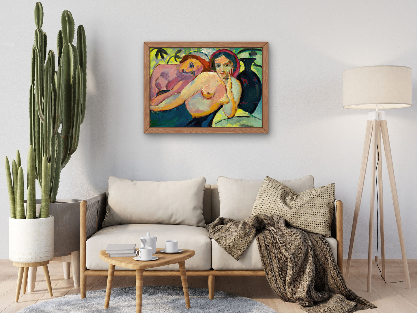 Two Girls, Oriental Study by August Macke 1912, Wall Art Print, Fine Art Reproduction, Museum Quality Decor, Poster