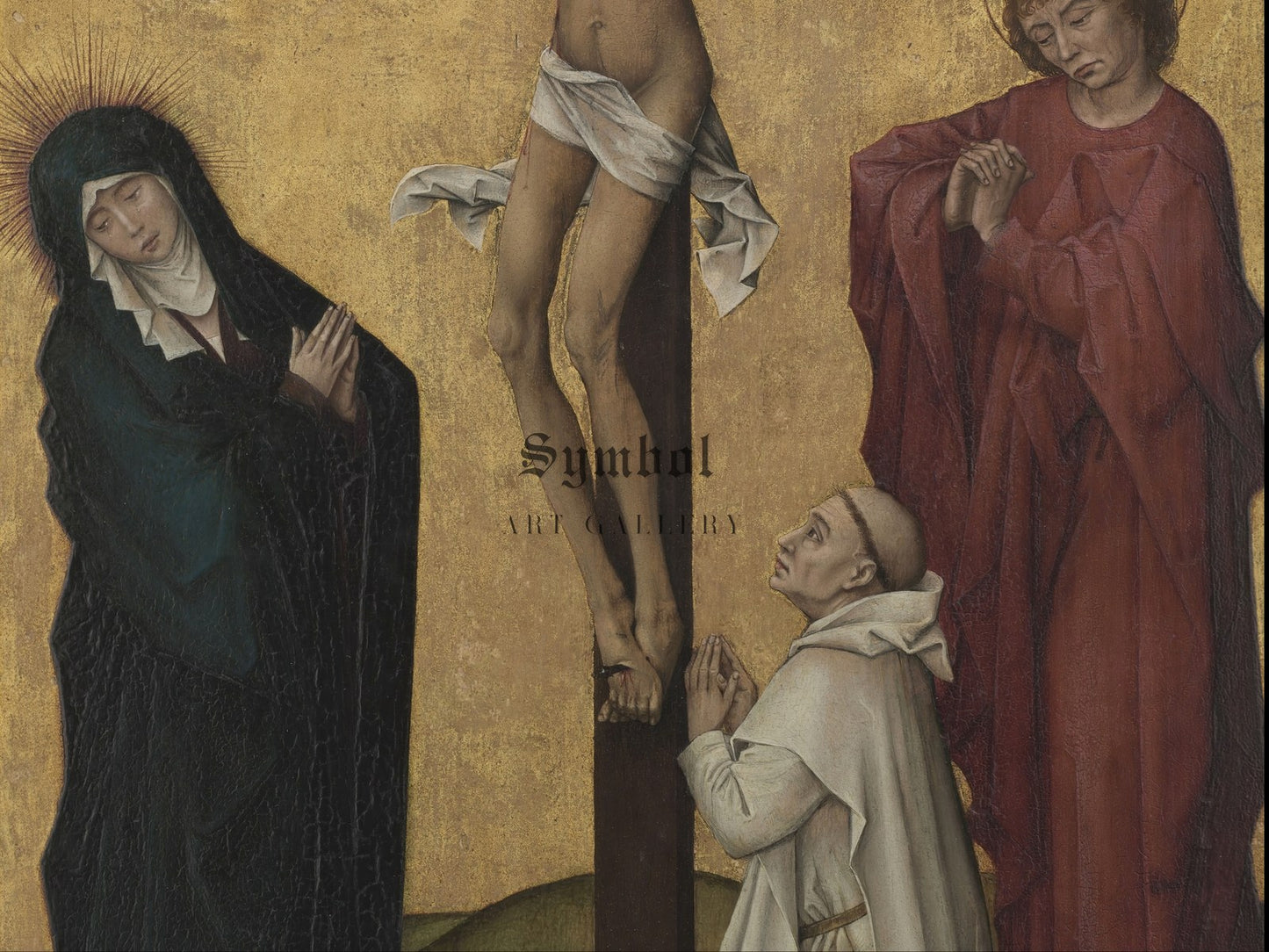 The Crucifixion with a Carthusian Monk by Rogier van der Weyden 1460, Wall Art Print, Fine Art Reproduction, Museum Quality Decor, Poster