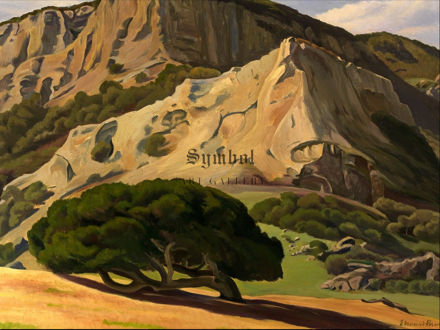 Oaks and Rocks San Luis Obispo by Edward Bruce 1930, Wall Art Print, Fine Art Reproduction, Museum Quality Decor, Poster