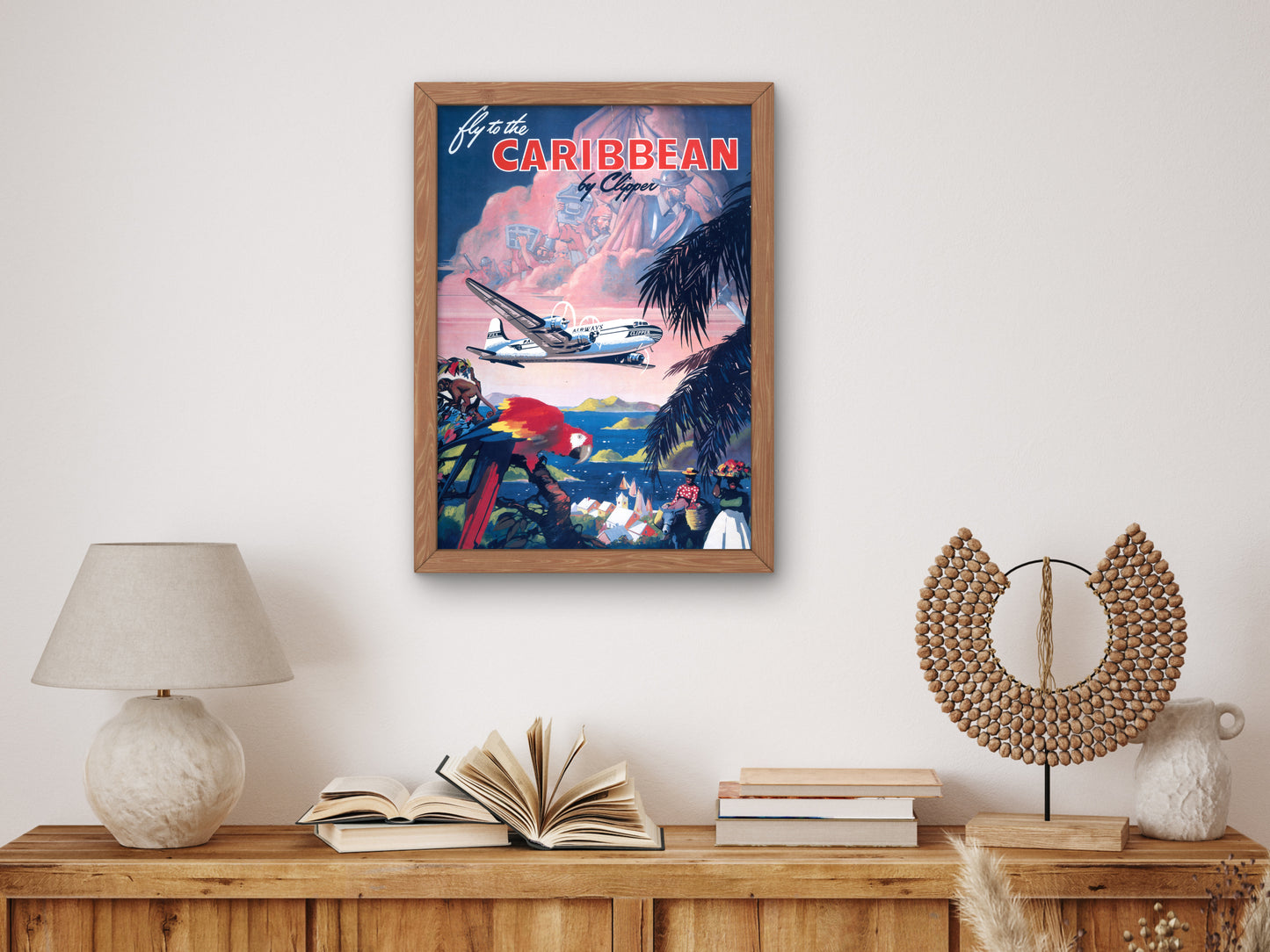 Fly to the Caribbean by Clipper by Mark Von Arenburg 1950, Wall Art Print, Fine Art Reproduction, Museum Quality Decor, Poster