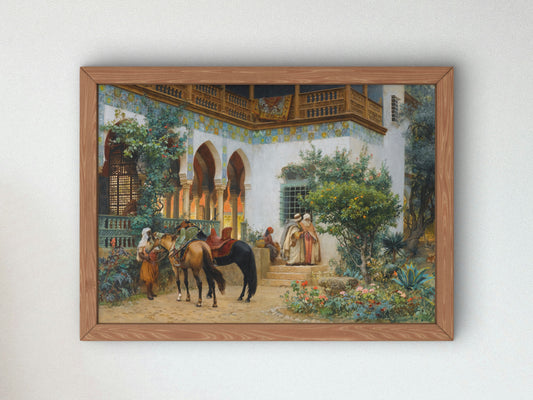 A North African Courtyard by Frederick Arthur Bridgman 1879, Wall Art Print, Fine Art Reproduction, Museum Quality Decor, Poster