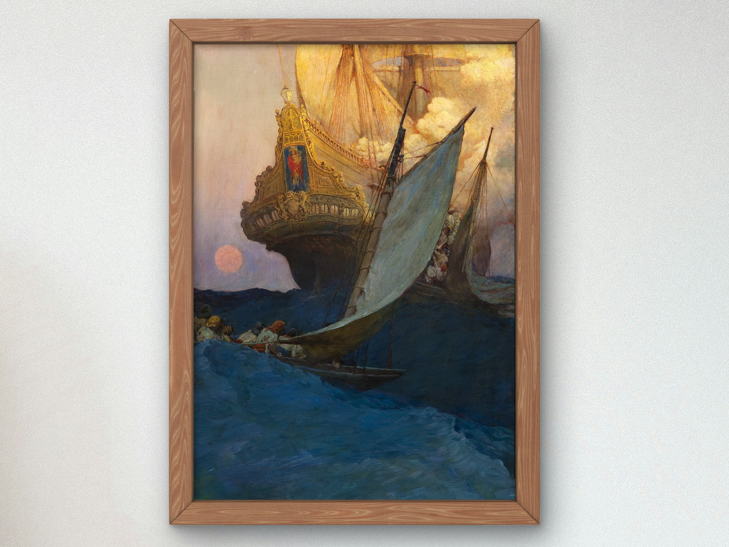 An Attack on a Galleon by Howard Pyle 1905, Wall Art Print, Fine Art Reproduction, Museum Quality Decor, Poster