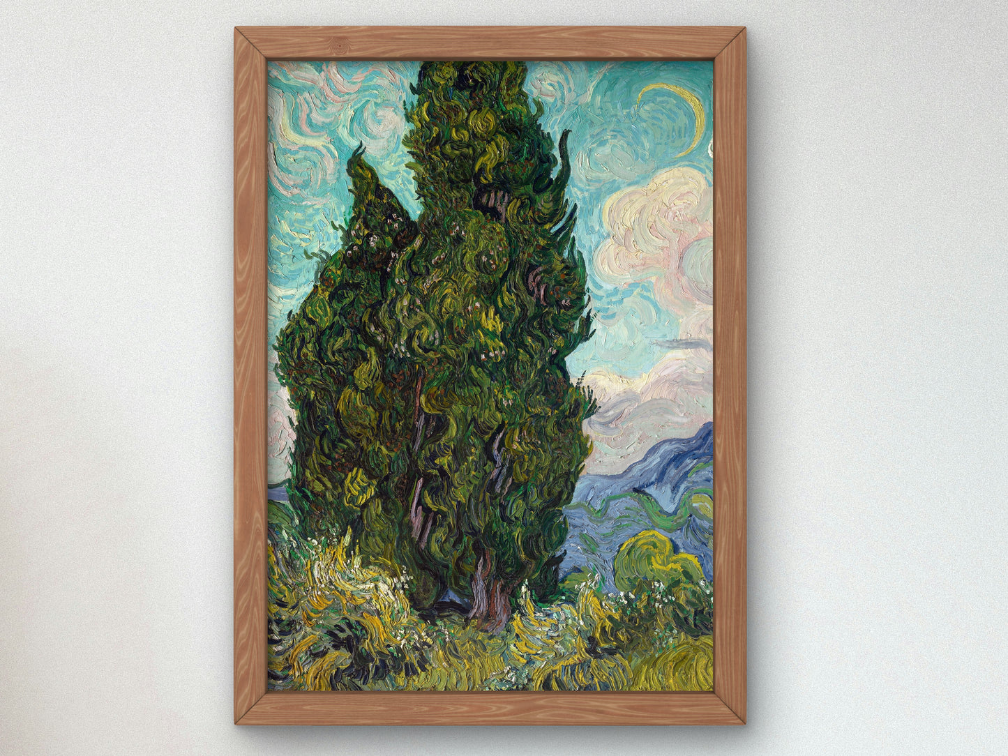 Cypresses by Vincent van Gogh 1889, Wall Art Print, Fine Art Reproduction, Museum Quality Decor, Poster