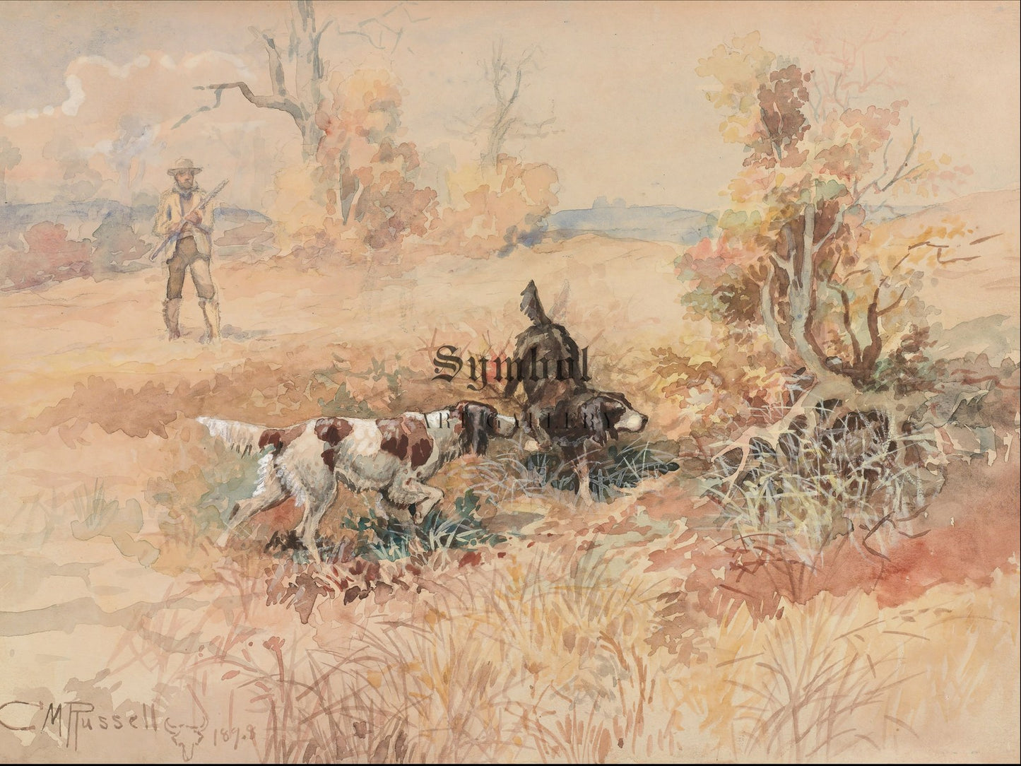 Huntsman and Dogs by Charles Marion Russell 1898, Wall Art Print, Fine Art Reproduction, Museum Quality Decor, Poster