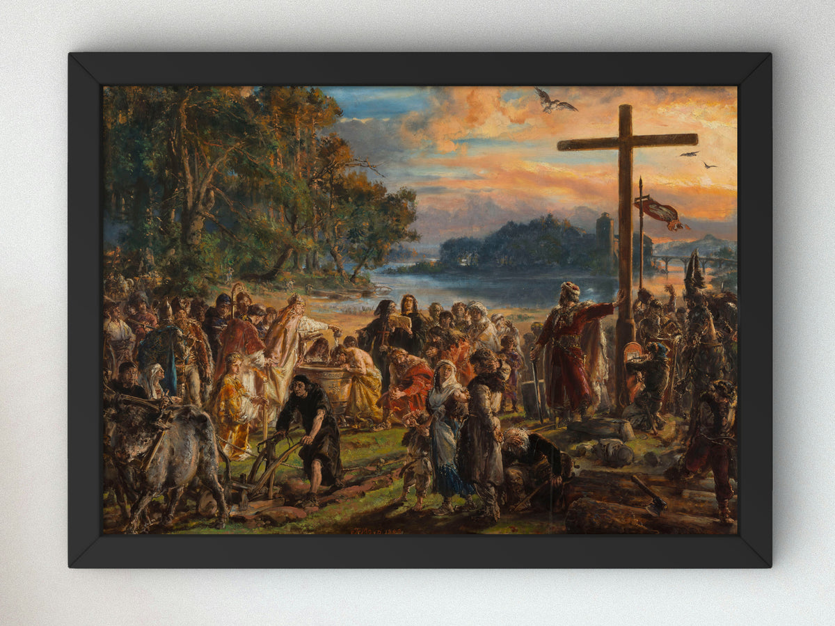 Adoption of Christianity by Jan Matejko 1889, Wall Art Print, Fine Art Reproduction, Museum Quality Decor, Poster