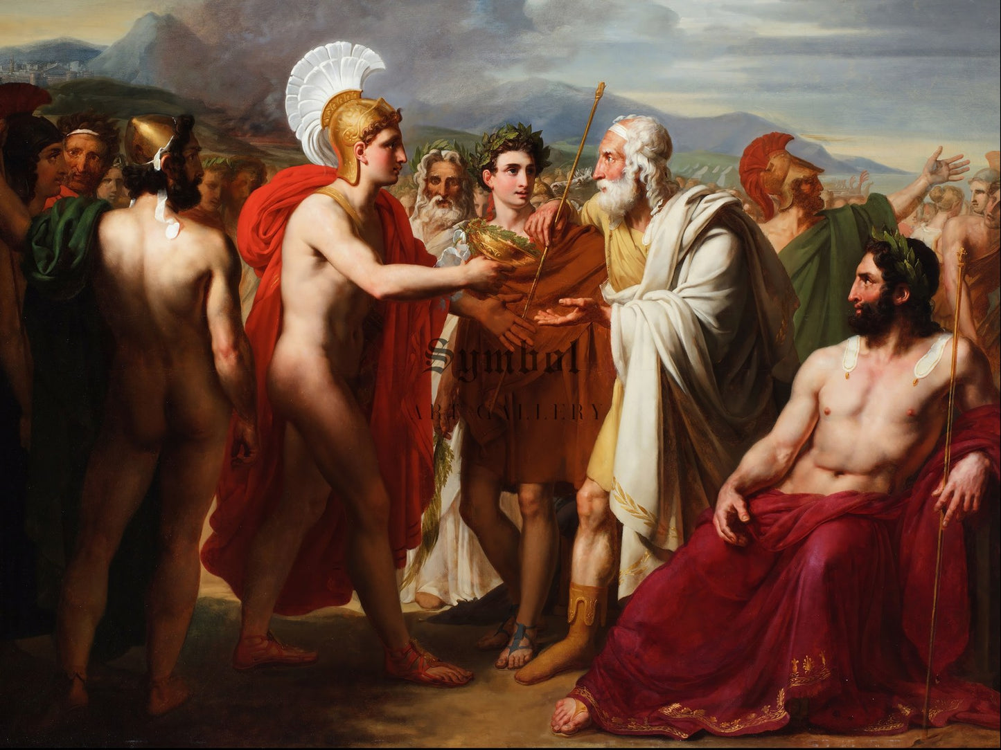 Achilles Presenting the Prize of Wisdom to Nestor During the Funeral Games by Charles Philippe Larivière 1820, Wall Art Print
