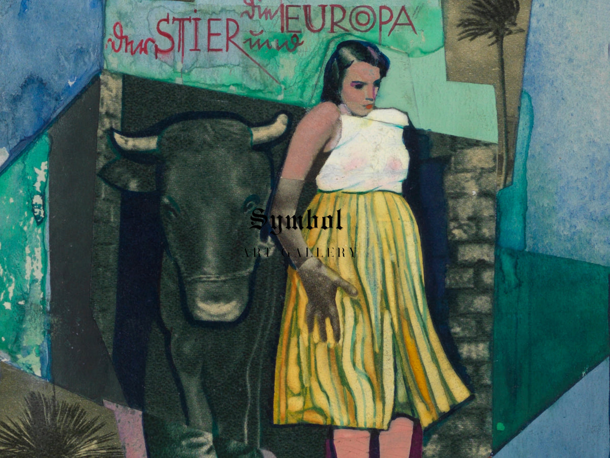 The Bull and Europa by Karl Wiener 1940, Wall Art Print, Fine Art Reproduction, Museum Quality Decor, Poster