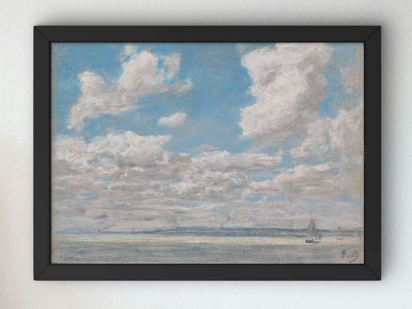 Seascape with Open Sky by Eugène Boudin 1860, Wall Art Print, Fine Art Reproduction, Museum Quality Decor, Poster