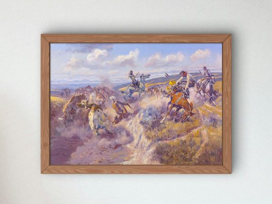 A Tight Dally and a Loose Latigo by Charles Marion Russell 1920, Wall Art Print, Fine Art Reproduction, Museum Quality Decor, Poster