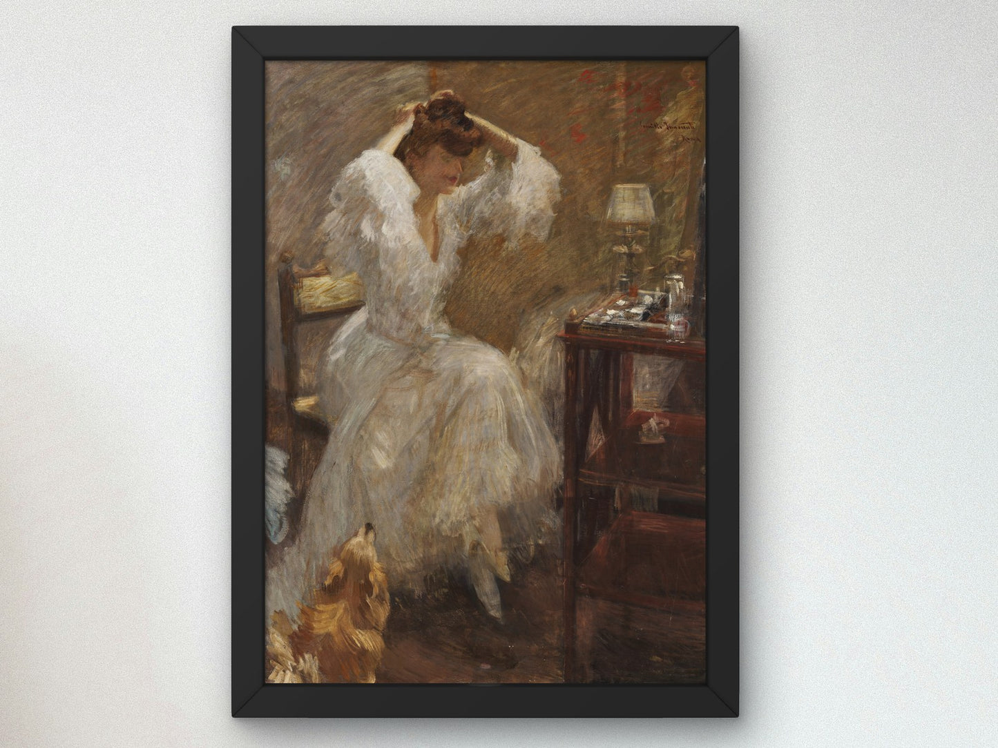 At the Dressing Table by Camillo Innocenti 1906, Wall Art Print, Fine Art Reproduction, Museum Quality Decor, Poster