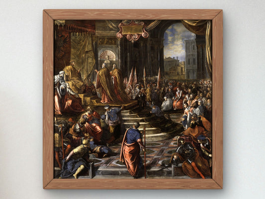 The Ambassadors of Doge Ziani Petition in Vain for Barbarossa to Make Peace with Alexander III by Domenico Tintoretto 1592, Wall Art Print
