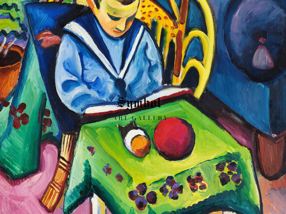 Boy with Book and Toys by August Macke 1912, Wall Art Print, Fine Art Reproduction, Museum Quality Decor, Poster