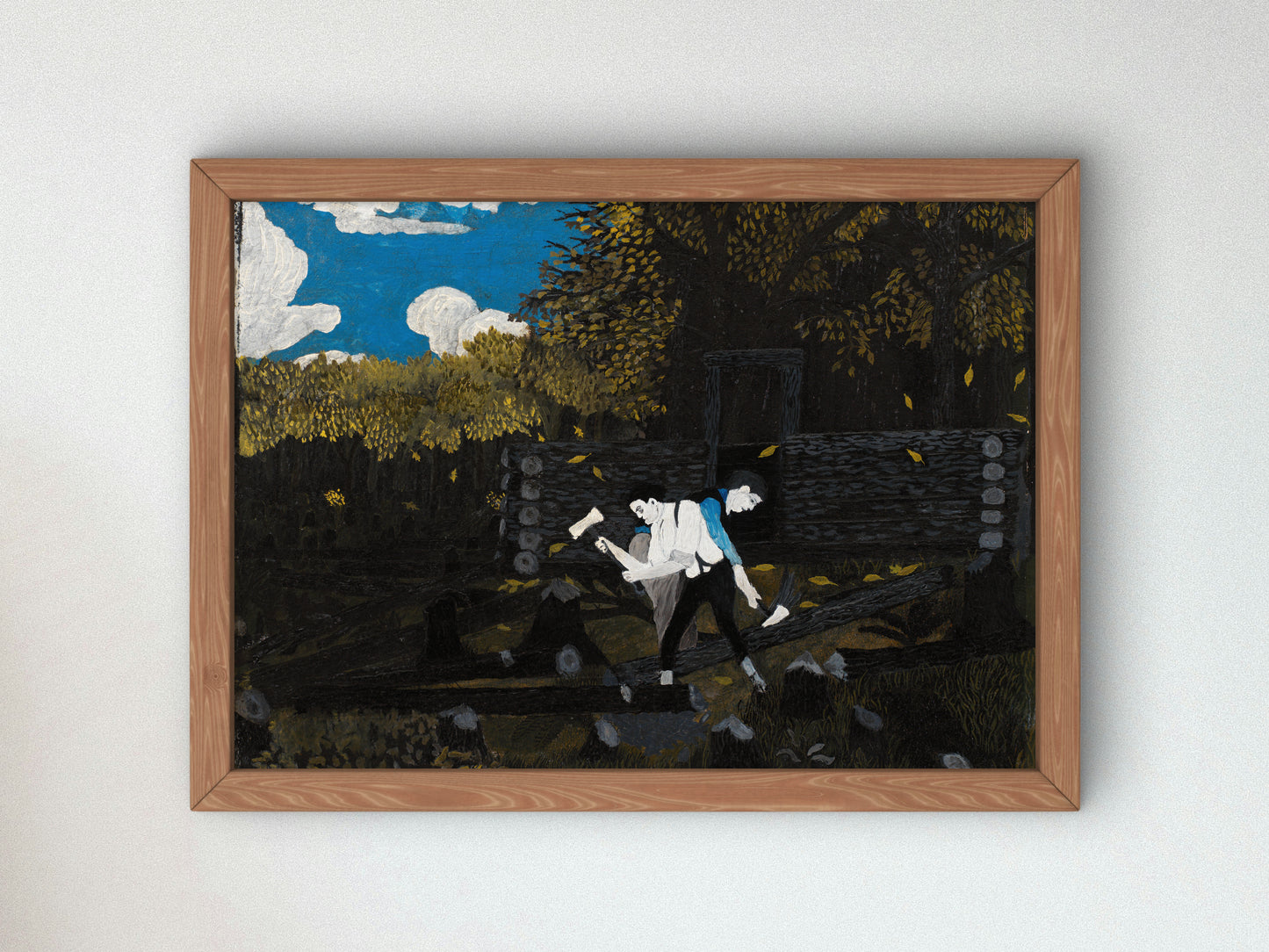 Abraham Lincoln and His Father Building Their Cabin on Pigeon Creek by Horace Pippin 1945, Wall Art Print, Fine Art Reproduction