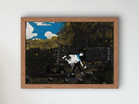 Abraham Lincoln and His Father Building Their Cabin on Pigeon Creek by Horace Pippin 1945, Wall Art Print, Fine Art Reproduction