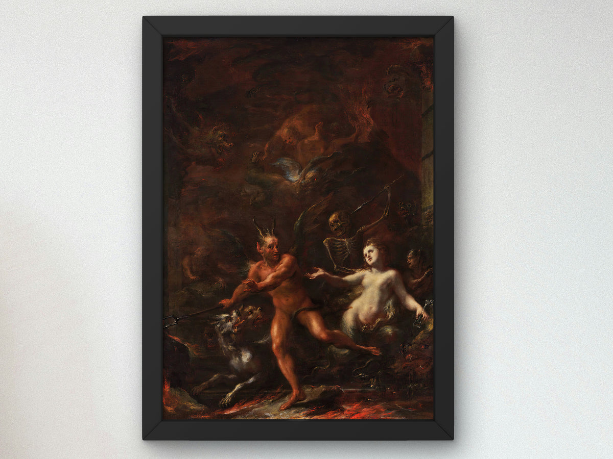 Gates of Hell by Giacomo Del Po 1703, Wall Art Print, Fine Art Reproduction, Museum Quality Decor, Poster
