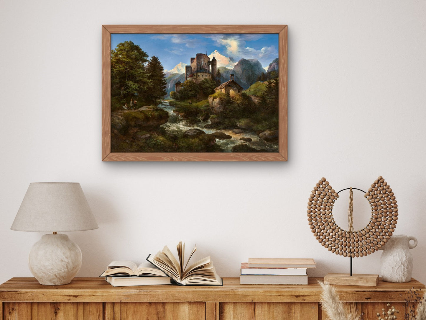 Tiroler Landschaft mit Burg Naudersberg by Ernst Ferdinand Oehme 1847, Wall Art Print, Fine Art Reproduction, Museum Quality Decor, Poster