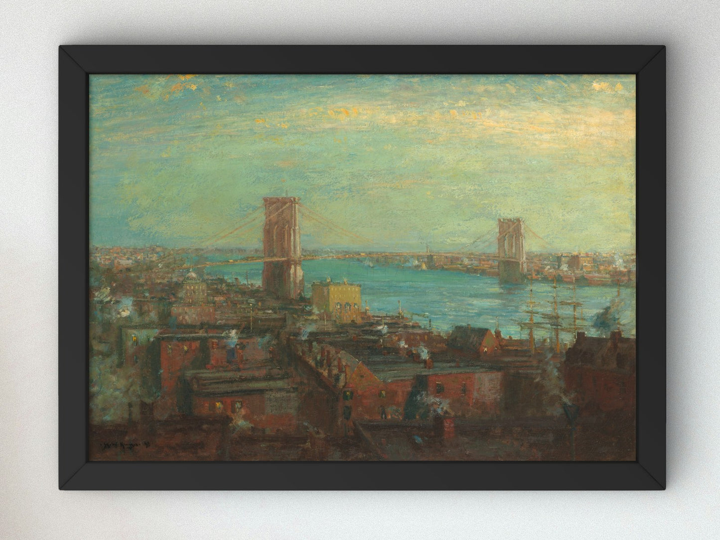 Brooklyn Bridge by Henry Ward Ranger 1899, Wall Art Print, Fine Art Reproduction, Museum Quality Decor, Poster
