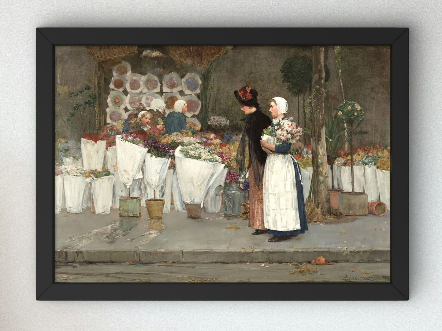 At the Florist by Childe Hassam 1889, Wall Art Print, Fine Art Reproduction, Museum Quality Decor, Poster