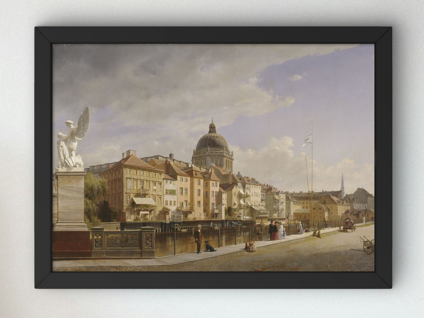 Rear view of the Houses at Schlossfreiheit by Eduard Gaertner 1855, Wall Art Print, Fine Art Reproduction, Museum Quality Decor, Poster