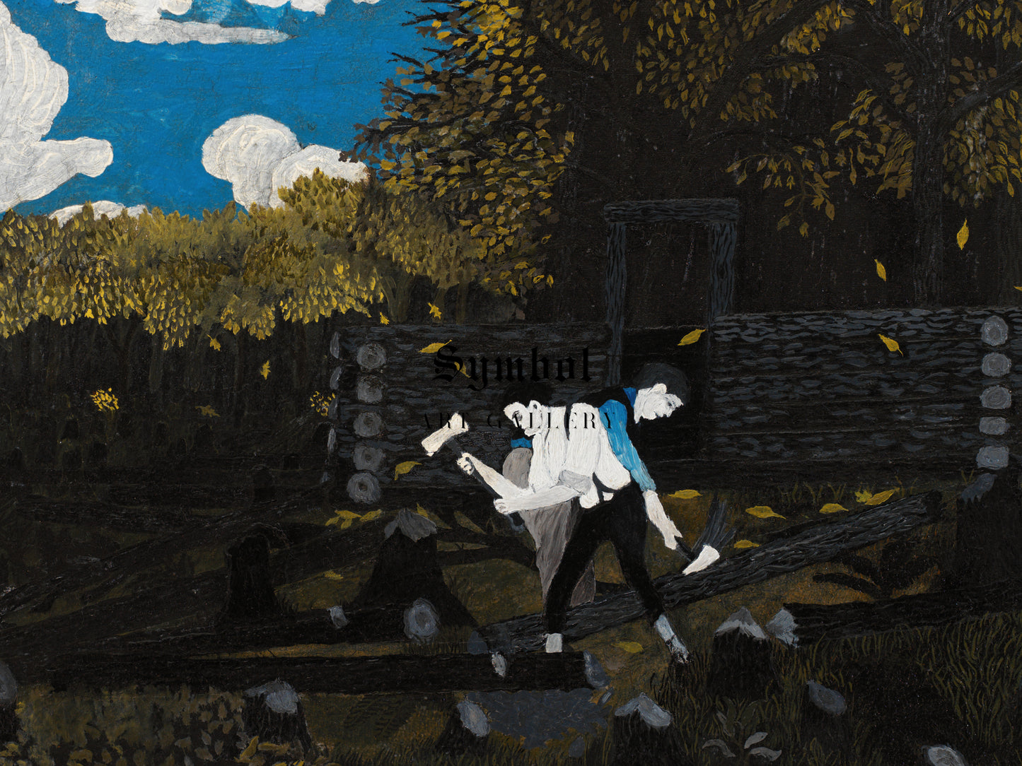 Abraham Lincoln and His Father Building Their Cabin on Pigeon Creek by Horace Pippin 1945, Wall Art Print, Fine Art Reproduction