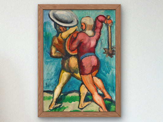 Two Fighters by August Macke 1910, Wall Art Print, Fine Art Reproduction, Museum Quality Decor, Poster