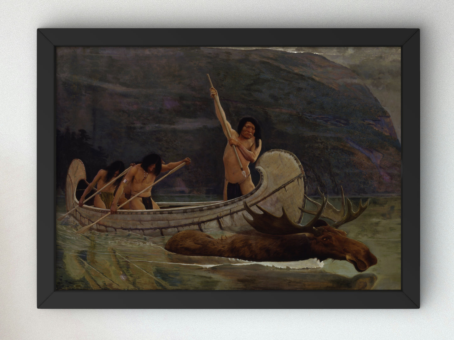 The Moose Chase by George de Forest Brush 1888, Wall Art Print, Fine Art Reproduction, Museum Quality Decor, Poster