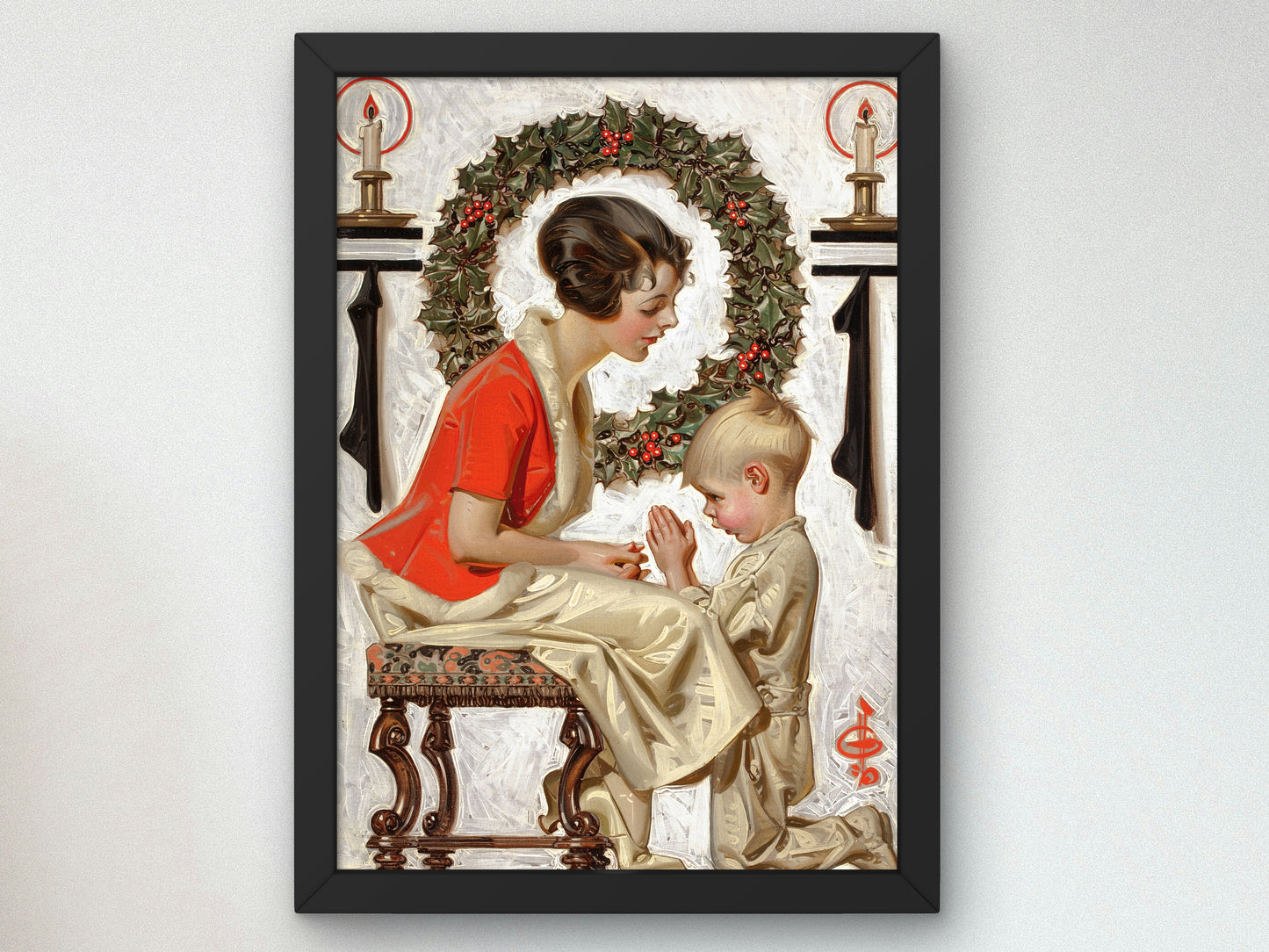 Christmas Morning by Joseph Christian Leyendecker 1921, Wall Art Print, Fine Art Reproduction, Museum Quality Decor, Poster