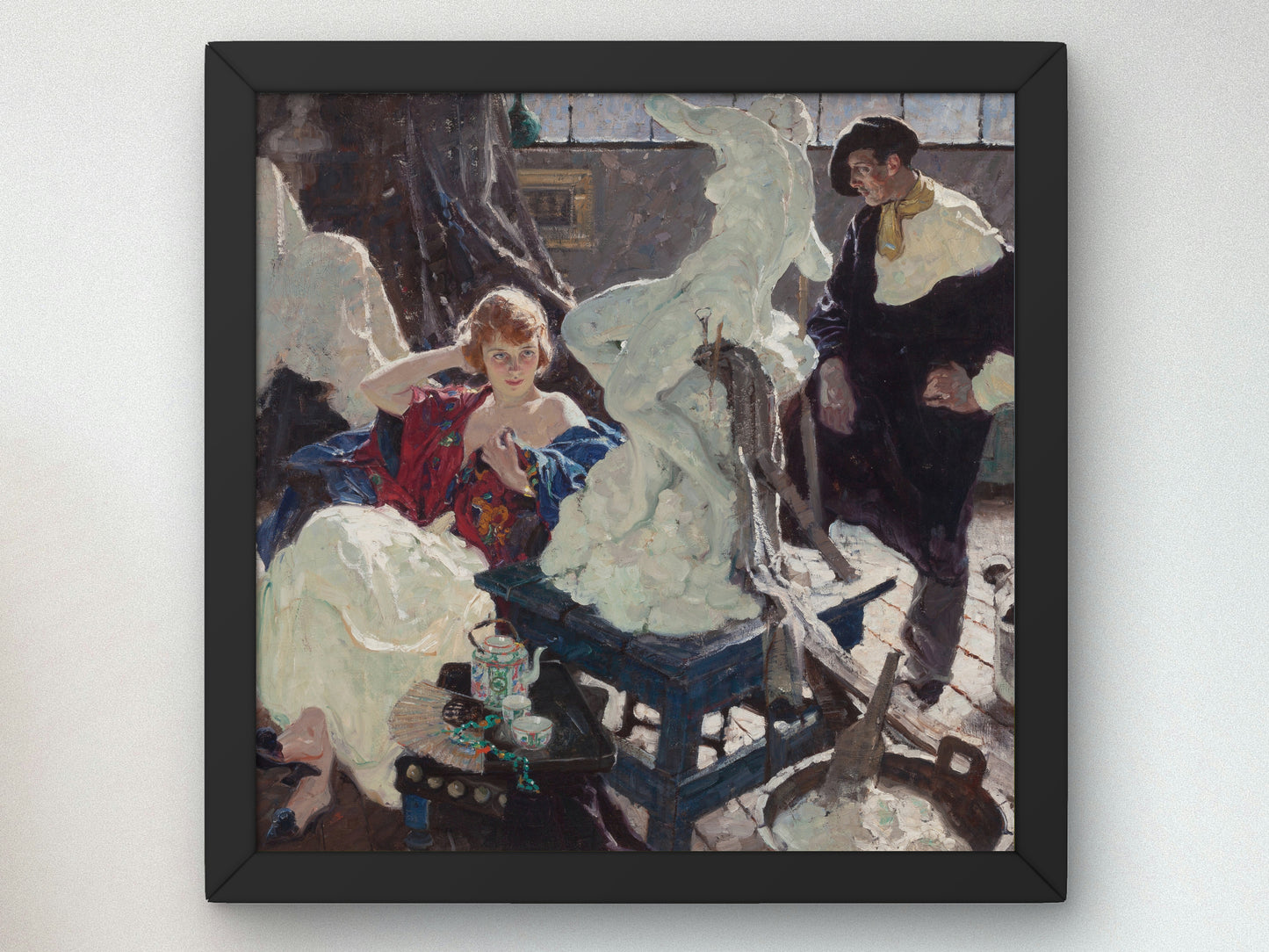 The Artist and His Model by Dean Cornwell 1921, Wall Art Print, Fine Art Reproduction, Museum Quality Decor, Poster
