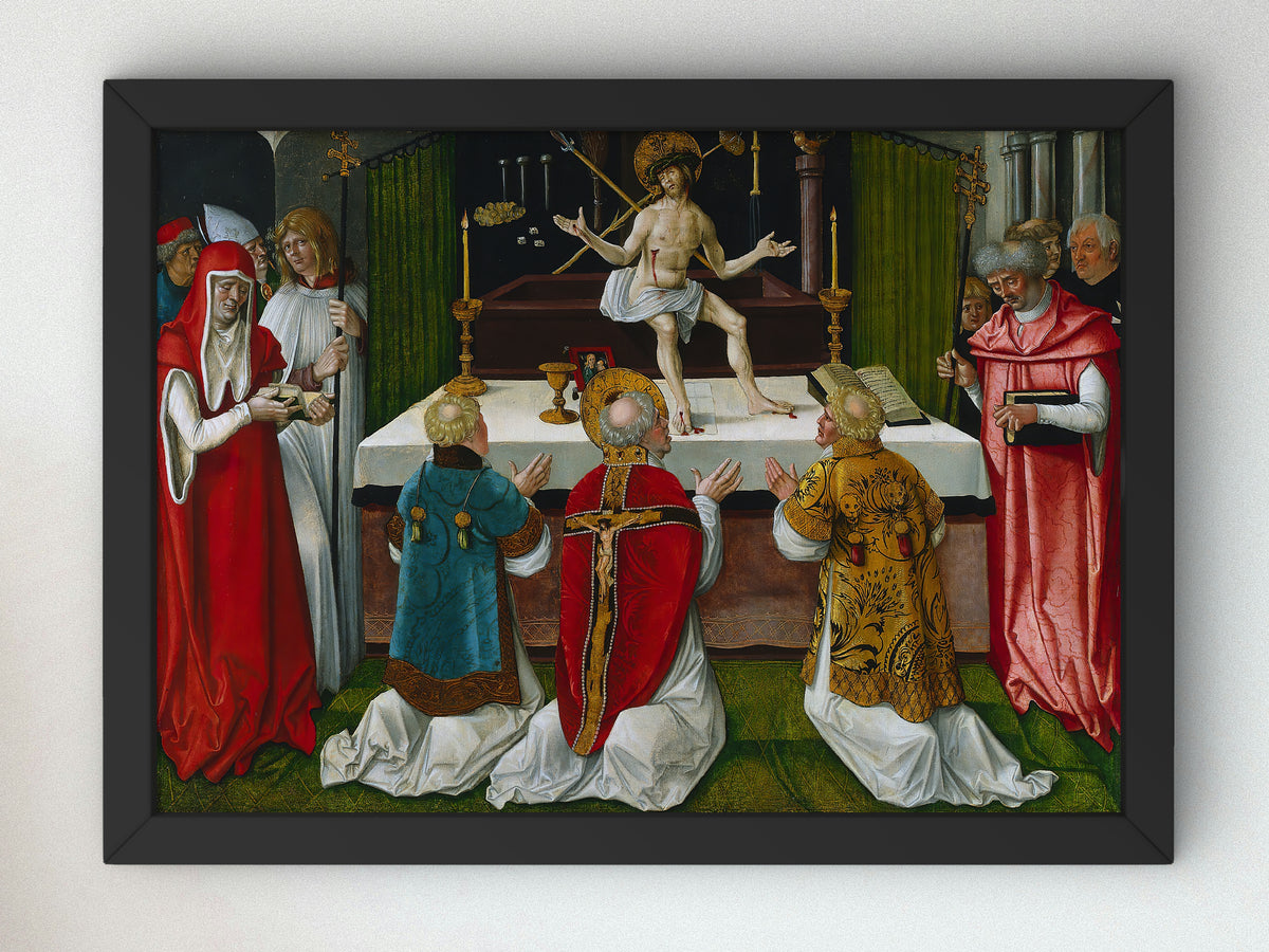 The Mass of Saint Gregory by Hans Baldung 1511, Wall Art Print, Fine Art Reproduction, Museum Quality Decor, Poster
