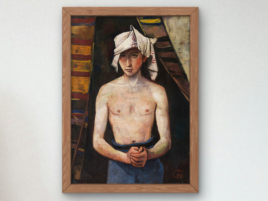 Young Man with Headscarf by Karl Hofer 1924, Wall Art Print, Fine Art Reproduction, Museum Quality Decor, Poster