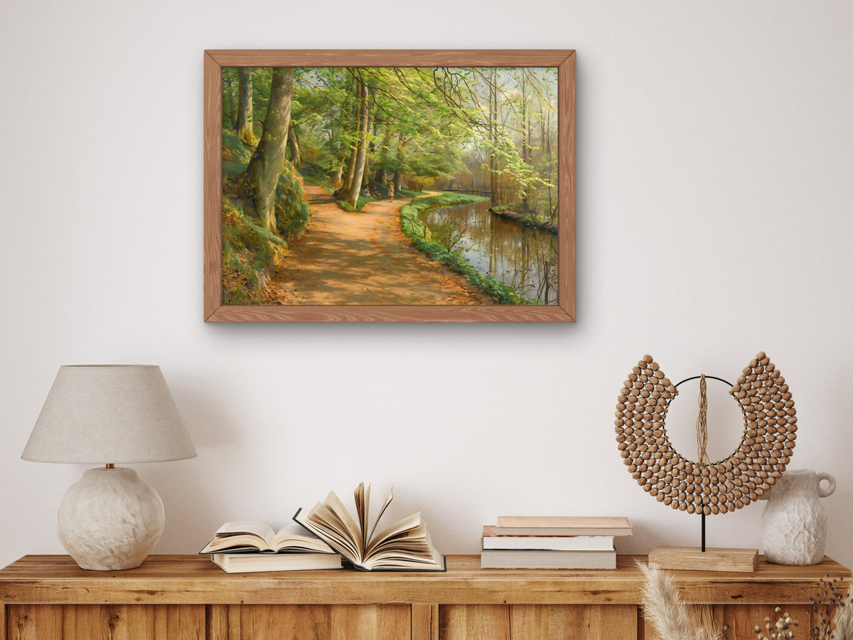 Children by a Stream by Peder Mørk Mønsted 1929, Wall Art Print, Fine Art Reproduction, Museum Quality Decor, Poster