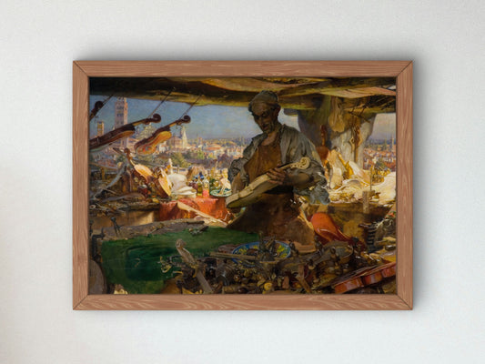 Stradivarius In His Workshop by Edgar Bundy 1913, Wall Art Print, Fine Art Reproduction, Museum Quality Decor, Poster