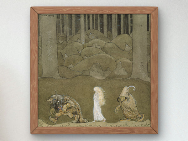 The Princess and the Trolls by John Bauer 1913, Wall Art Print, Fine Art Reproduction, Museum Quality Decor, Poster