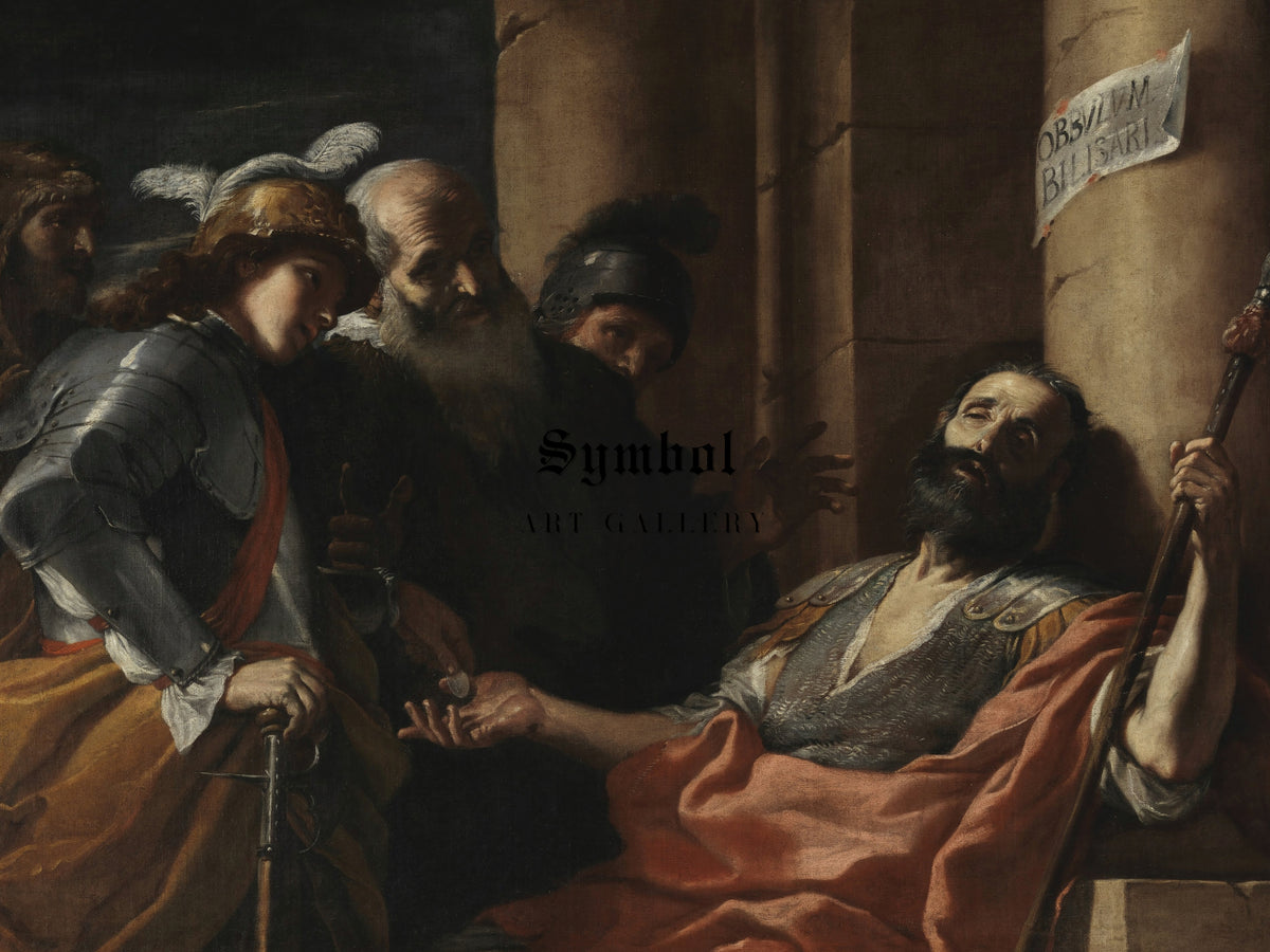 Belisarius Receiving Alms by Mattia Preti 1660, Wall Art Print, Fine Art Reproduction, Museum Quality Decor, Poster
