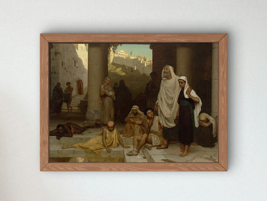 The Blind Man at the Pool of Siloam by Edmund Blair Leighton 1879, Wall Art Print, Fine Art Reproduction, Museum Quality Decor, Poster