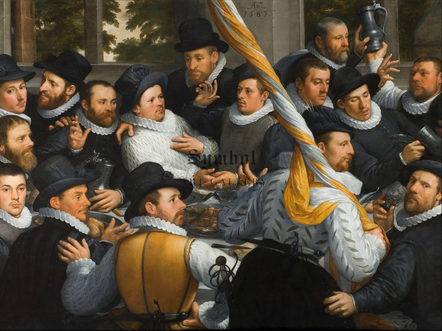Banquet of Members of the Haarlem Calivermen Civic Guard by Cornelis Cornelisz van Haarlem 1583, Wall Art Print, Fine Art Reproduction
