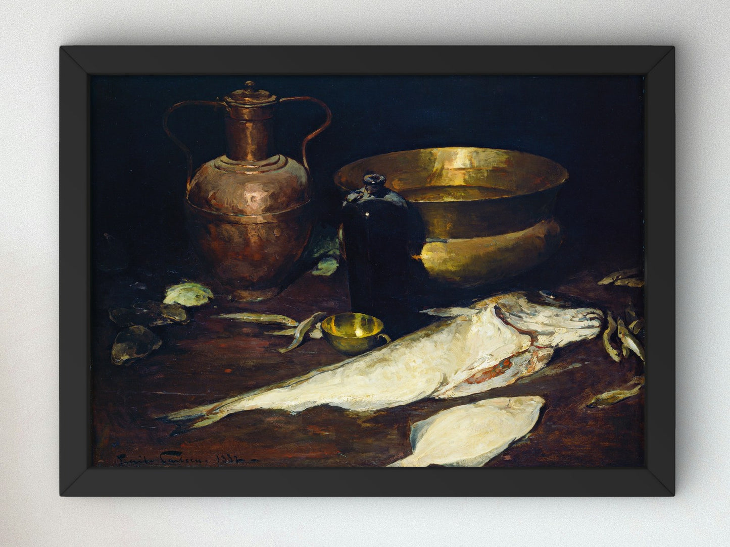 Still Life with Fish by Emil Carlsen 1882, Wall Art Print, Fine Art Reproduction, Museum Quality Decor, Poster