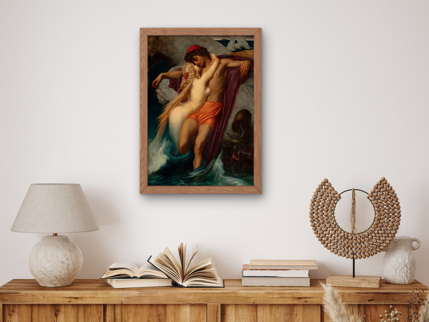 The Fisherman and the Syren by Frederic Leighton 1856, Wall Art Print, Fine Art Reproduction, Museum Quality Decor, Poster