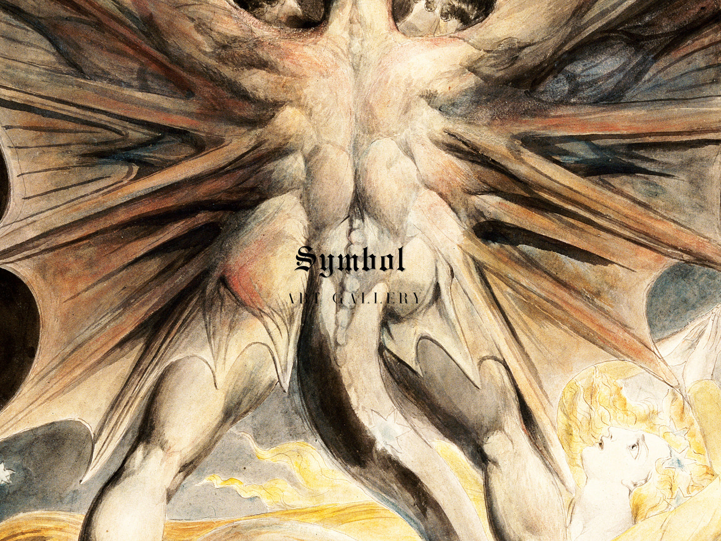 The Great Red Dragon and the Woman Clothed with the Sun by William Blake 1803, Wall Art Print, Fine Art Reproduction, Museum Quality Decor