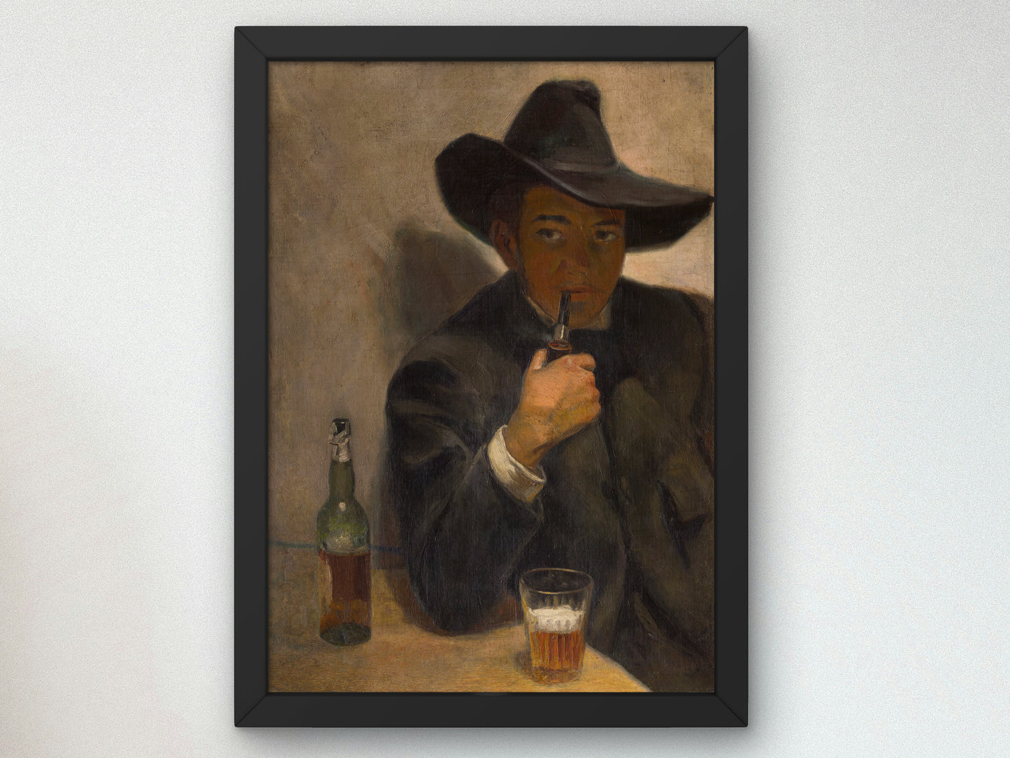 Self Portrait with Broad Brimmed Hat by Diego Rivera 1907, Wall Art Print, Fine Art Reproduction, Museum Quality Decor, Poster
