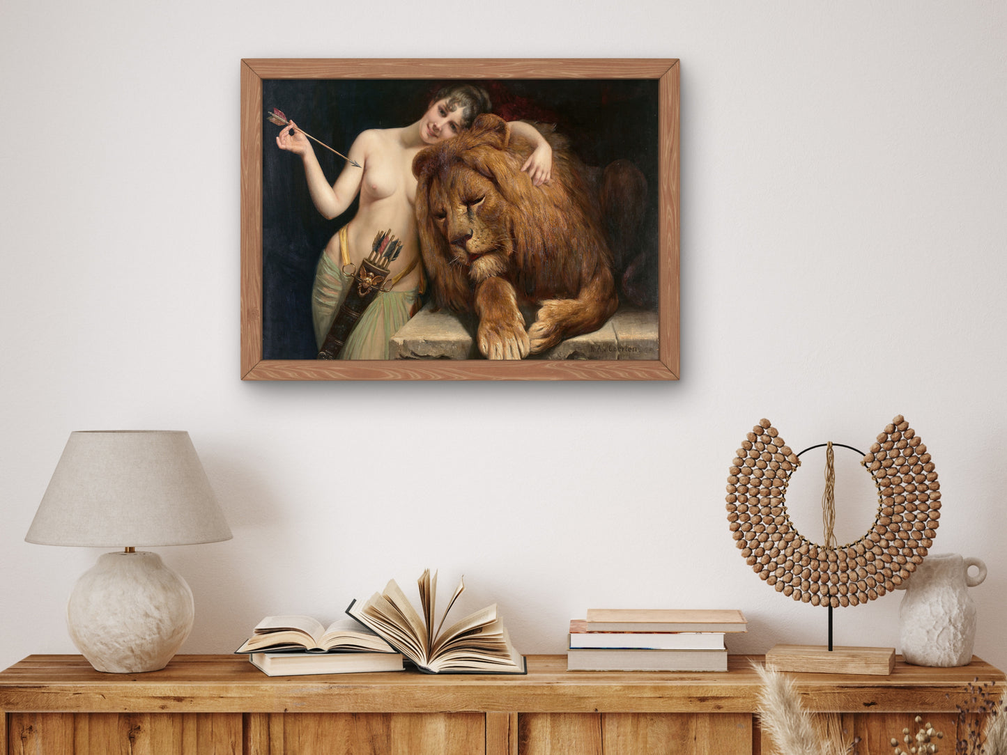 Diana and the Lion by Angelo von Courten, Wall Art Print, Fine Art Reproduction, Museum Quality Decor, Poster