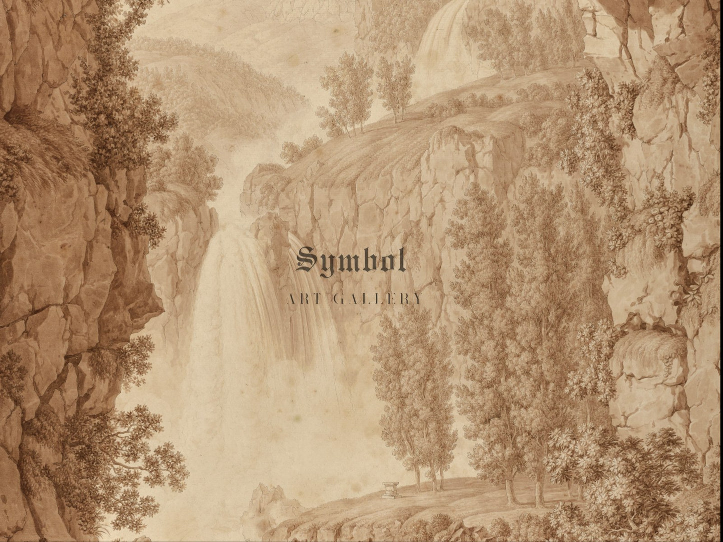 A Shepherd and Muses by a Waterfall by Christoph Heinrich Kniep 1798, Wall Art Print, Fine Art Reproduction, Museum Quality Decor, Poster