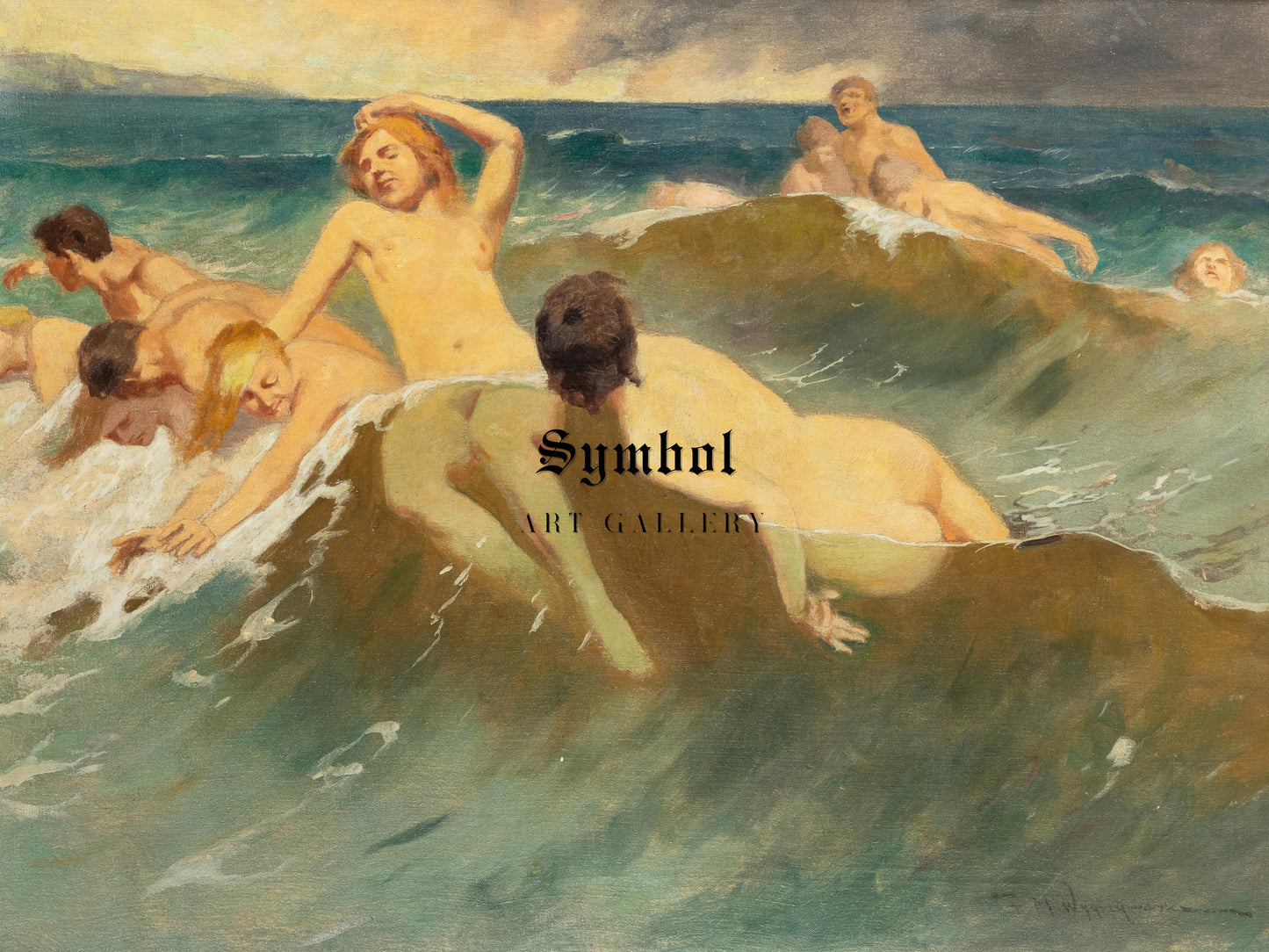 On the Sea Waves by Feliks Michał Wygrzywalski, Wall Art Print, Fine Art Reproduction, Museum Quality Decor, Poster