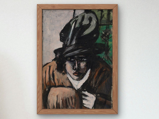 Woman with Hat and Muff by Max Beckmann 1944, Wall Art Print, Fine Art Reproduction, Museum Quality Decor, Poster