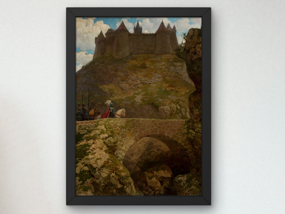 Landscape with a Castle and a Knight by Józef Rapacki 1928, Wall Art Print, Fine Art Reproduction, Museum Quality Decor, Poster